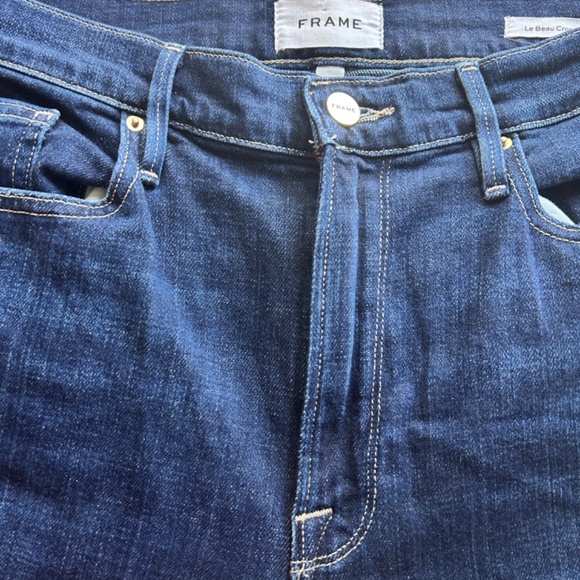 FRAME Le Beau Crop Raw Hem Denim Jeans Size 31 Ret $220 - Picture 4 of 9